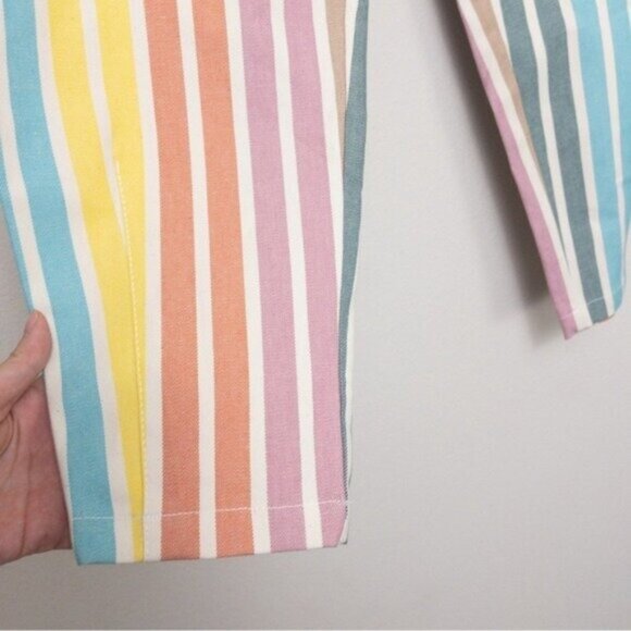 NWT Nocturne Printed Stripe Mom Denim Pants 34 Rainbow Jeans High Waisted - Picture 10 of 12